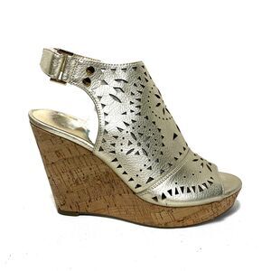 New  - Marc Fisher  6M  Womens Dress Heels Silver Shoes -  Platform Wedge